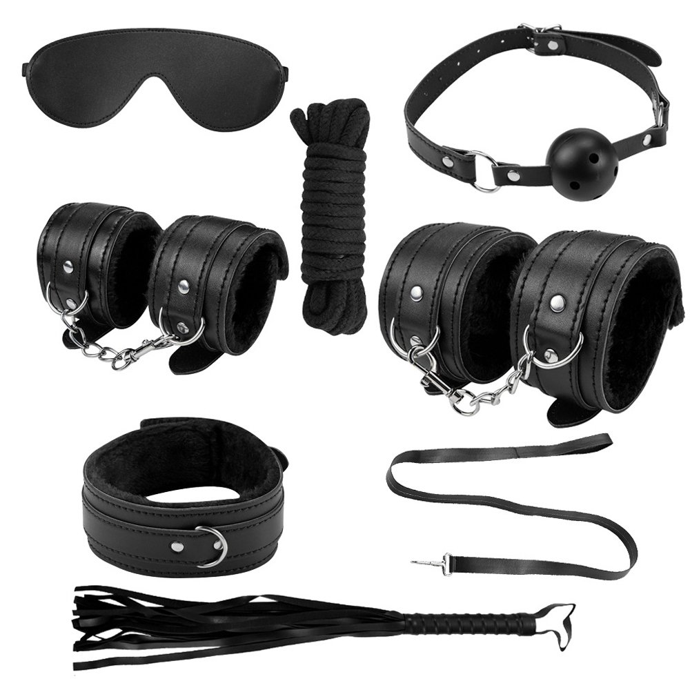 Bondage Gear Without Fluff Plain Pattern Leather Bondage Set With Fluff BDSM Set Sex toys Adult juguetes sexuales