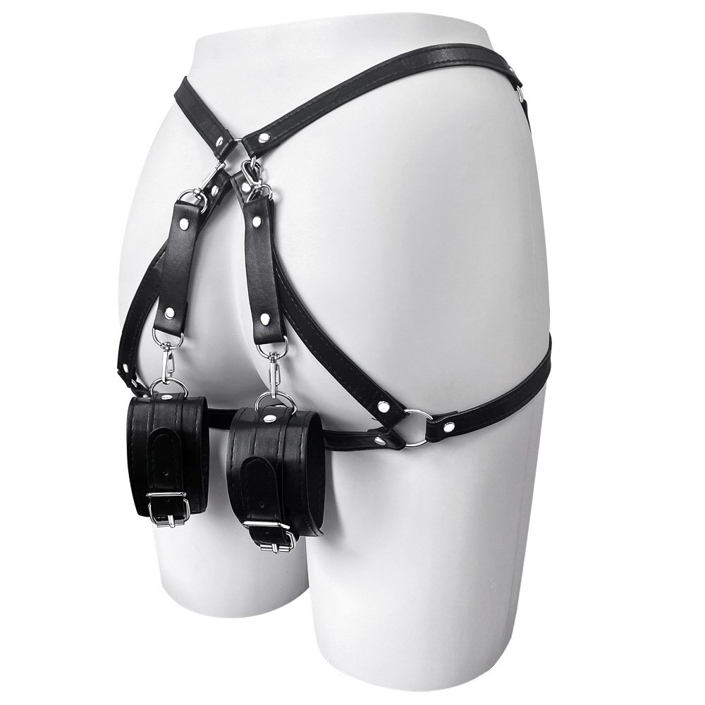 SM Women's Leather Belt Pants Adult Sex Fun Alternative Sex Toys Butterfly Belt Handcuff Bondage Pants High Quality Sex Gear
