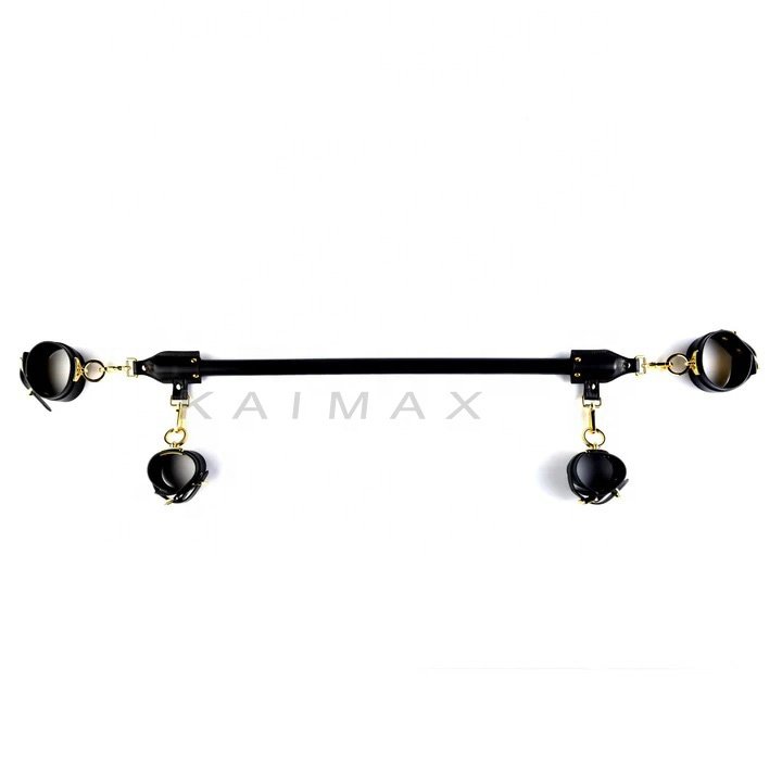 BDSM Leather Leg Spreader Bar Adult Sex Toys Leather Bondage Submissive, BDSM gear For Slaves 4 Points Leather Restraints
