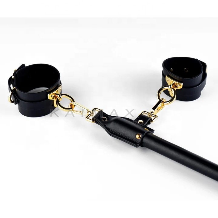 BDSM Leather Leg Spreader Bar Adult Sex Toys Leather Bondage Submissive, BDSM gear For Slaves 4 Points Leather Restraints