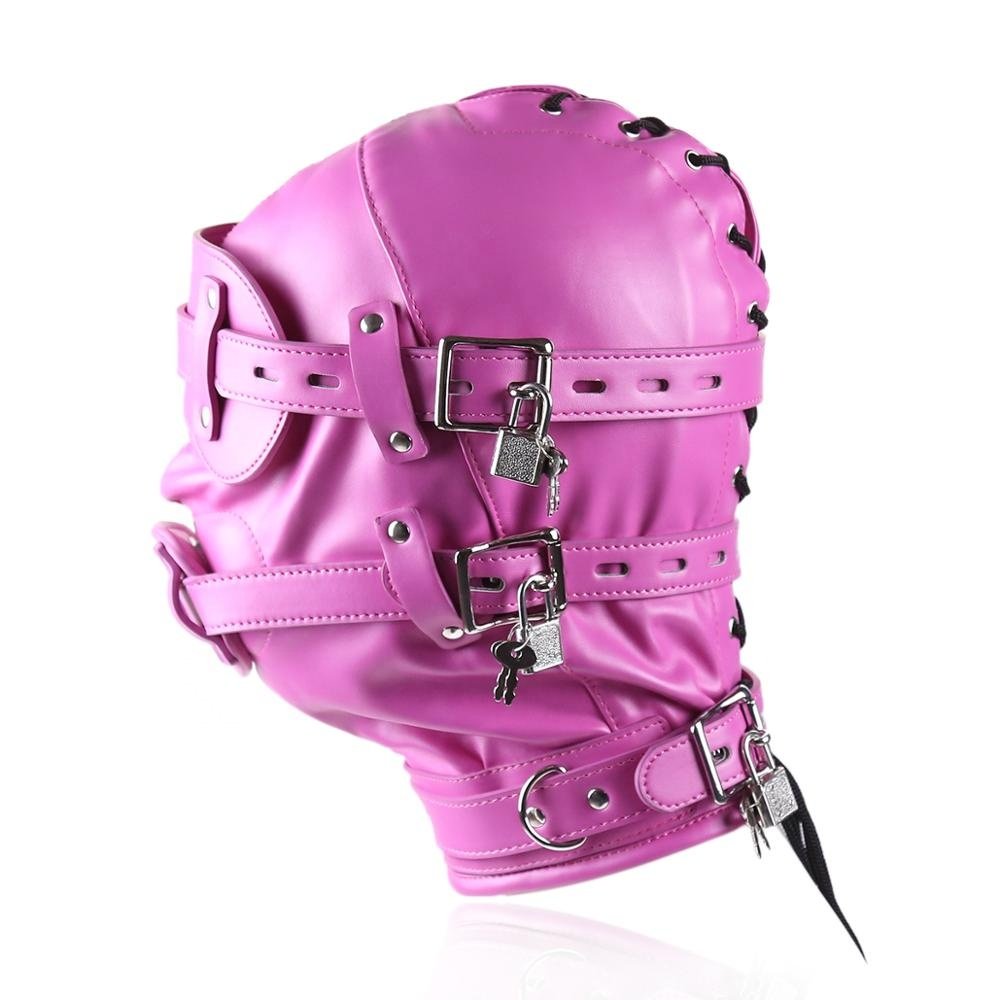Total Lock down Short Penis Ball Hood PVC Puppy Hood Full Head Restraints Headgear Adult Sex Toys Dildo Ball Gag