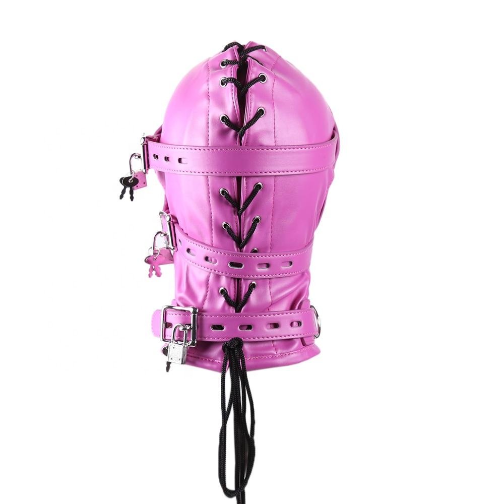 Total Lock down Short Penis Ball Hood PVC Puppy Hood Full Head Restraints Headgear Adult Sex Toys Dildo Ball Gag