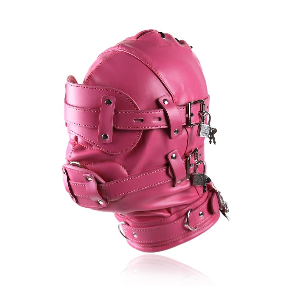 Total Lock down Short Penis Ball Hood PVC Puppy Hood Full Head Restraints Headgear Adult Sex Toys Dildo Ball Gag