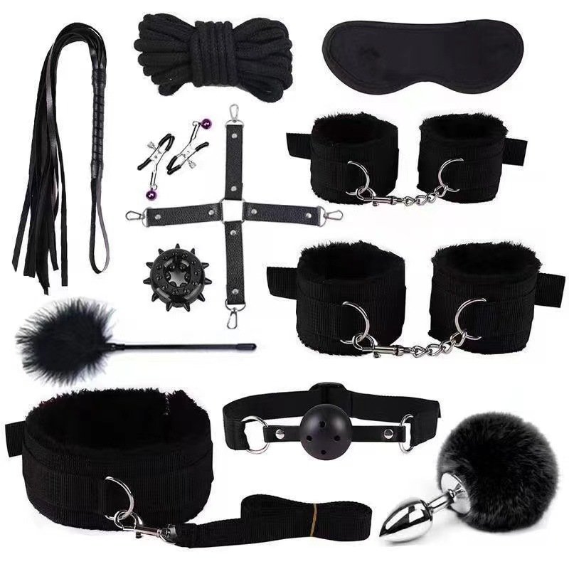 BDSM Set Bondage Gear Leather Sex Auxiliary Training 12 Kit Restraints Slave Adult Sex Toy Handcuff BDSM For Couple