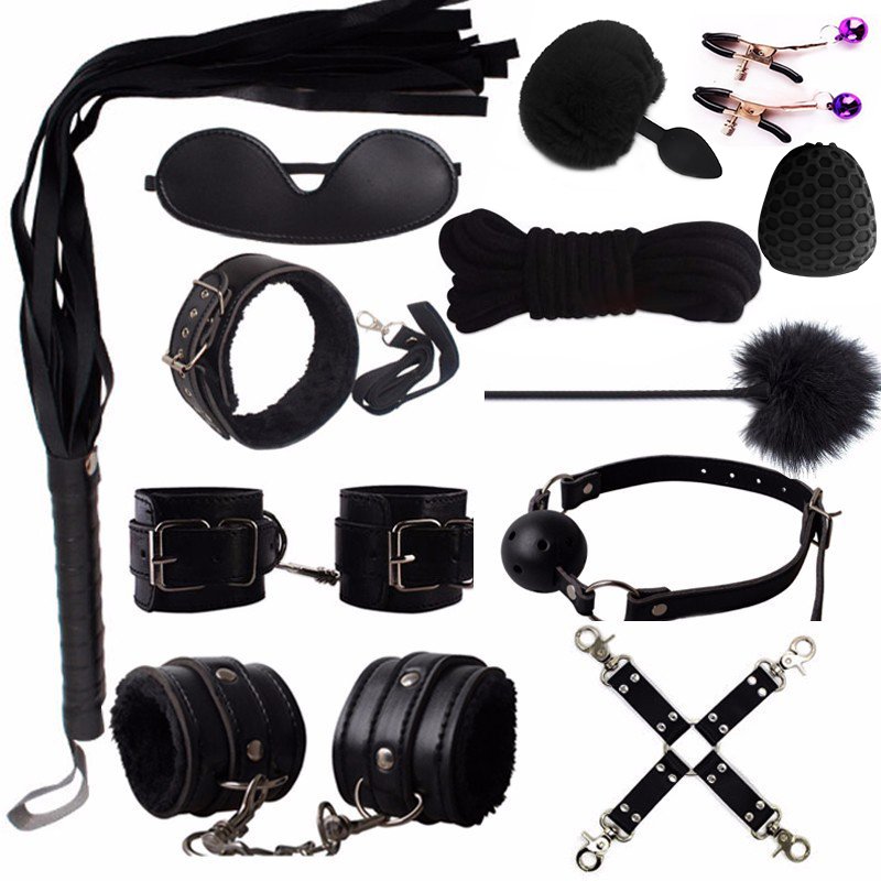 BDSM Set Bondage Gear Leather Sex Auxiliary Training 12 Kit Restraints Slave Adult Sex Toy Handcuff BDSM For Couple