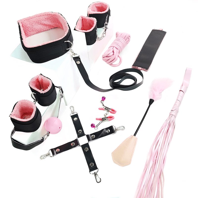 Wholesale BDSM Leather Male Sex Toy Set Couples Bondage Kit with Harness Queen Whip Horse Butt SM Fetish for Couples