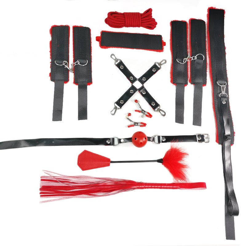 Wholesale BDSM Leather Male Sex Toy Set Couples Bondage Kit with Harness Queen Whip Horse Butt SM Fetish for Couples
