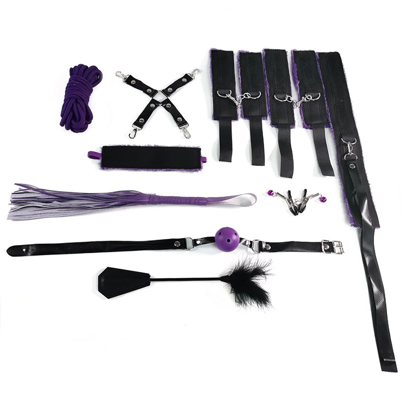 Wholesale BDSM Leather Male Sex Toy Set Couples Bondage Kit with Harness Queen Whip Horse Butt SM Fetish for Couples