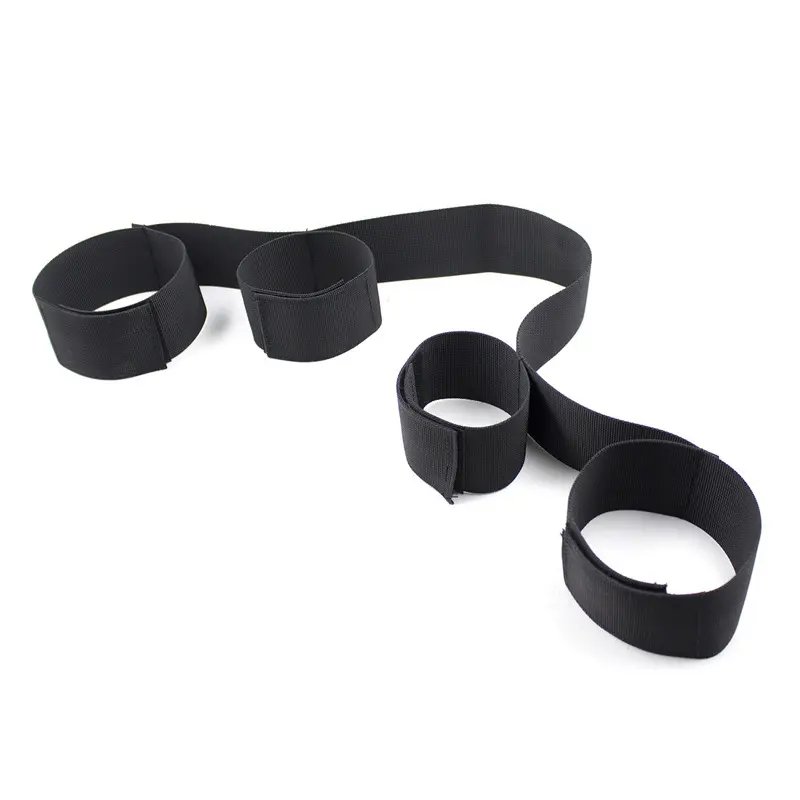 BDSM Black Bondage Gear Handcuffs Ankle Cuffs Restraints Nylon belt Bondage Kits Sex Toys Adult juguetes sexuales