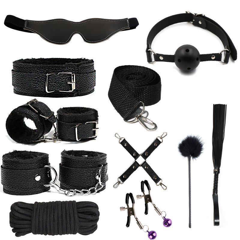 Cheapest BDSM Bondage Restraint Sex Toy 10 pcs Soft PU Metal Sex Body Bondage Set Exotic Sexy Toys