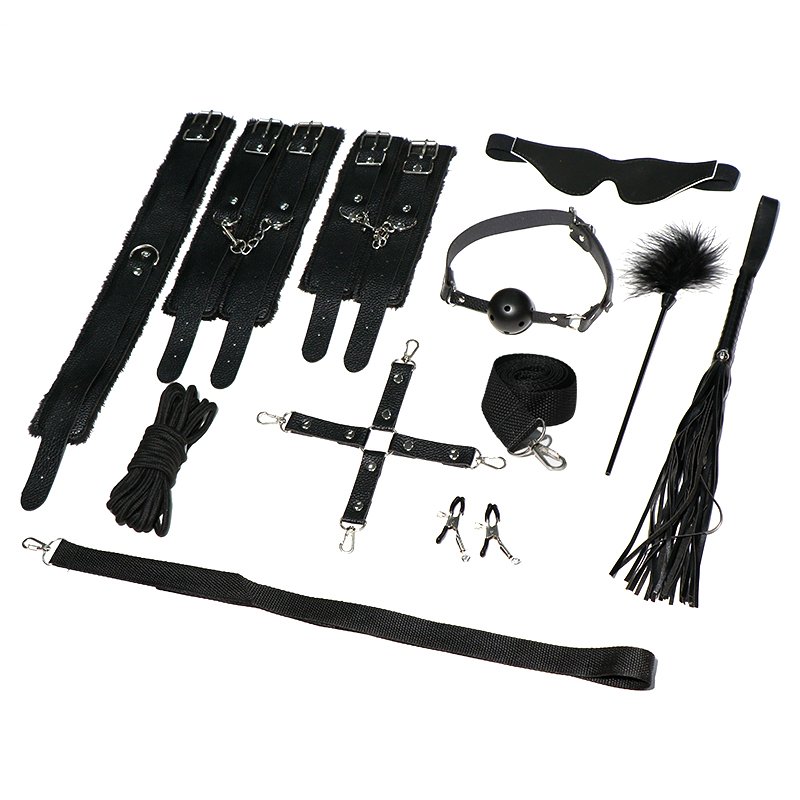 Cheapest BDSM Bondage Restraint Sex Toy 10 pcs Soft PU Metal Sex Body Bondage Set Exotic Sexy Toys