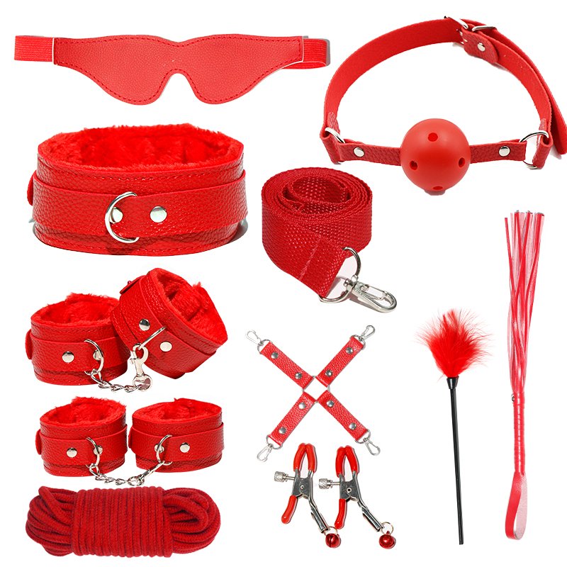Cheapest BDSM Bondage Restraint Sex Toy 10 pcs Soft PU Metal Sex Body Bondage Set Exotic Sexy Toys