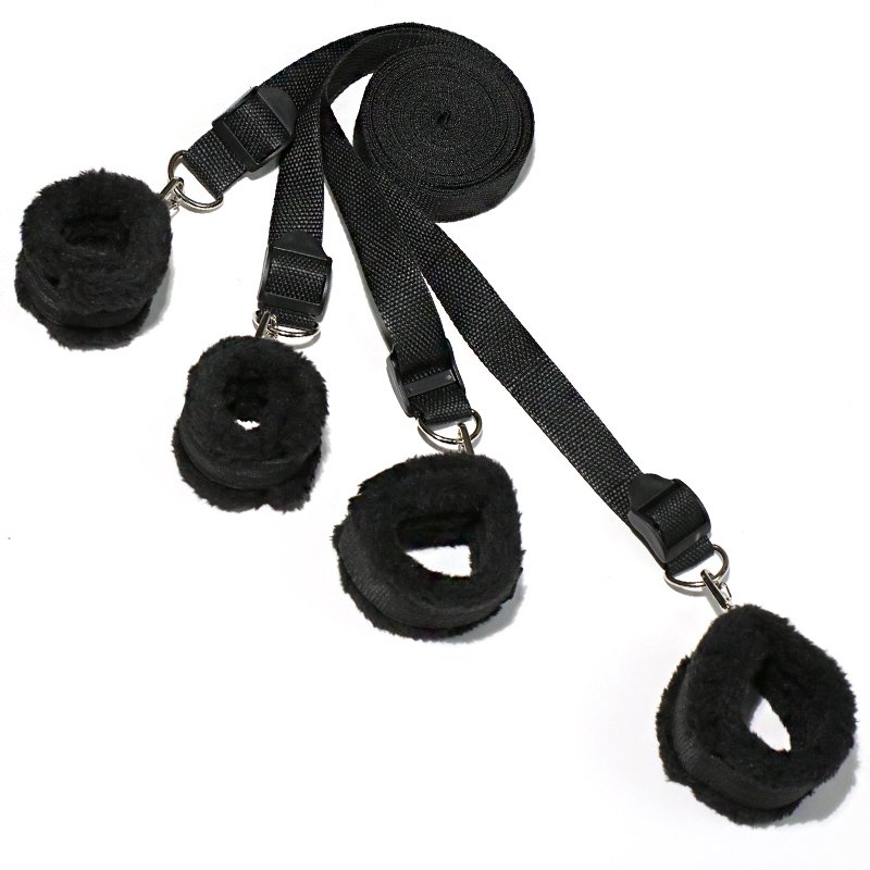 Nylon Bed Bondage System Gear Adult Kinky Sex Wrist And Ankle Strap Cuff Restraints Set