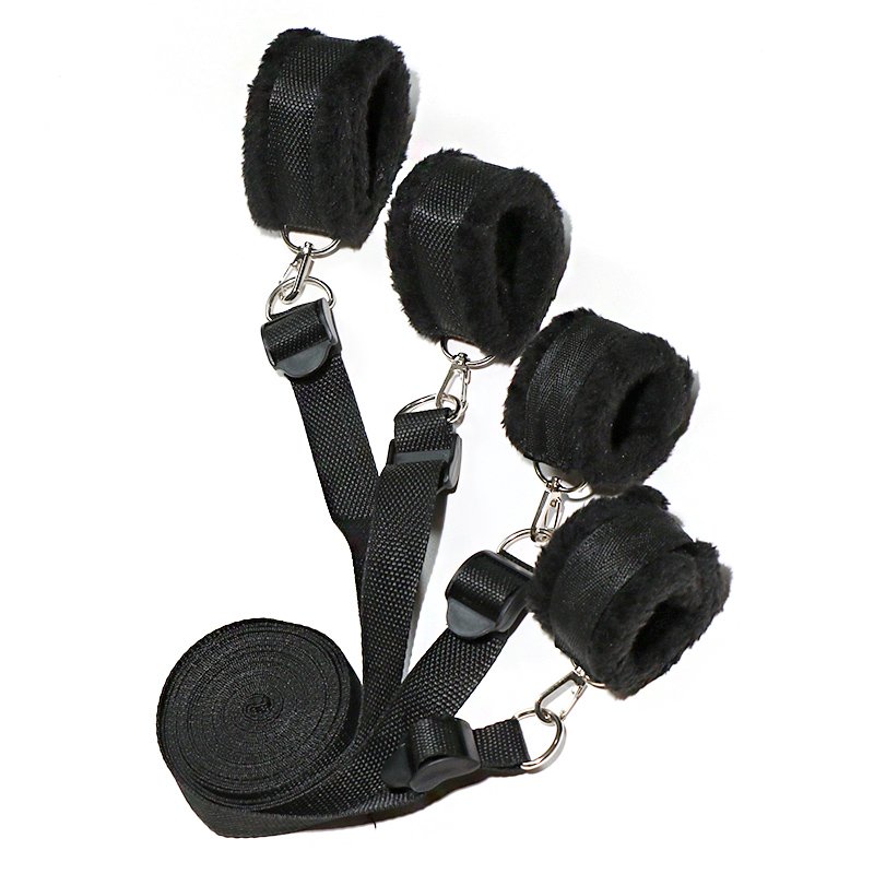 Nylon Bed Bondage System Gear Adult Kinky Sex Wrist And Ankle Strap Cuff Restraints Set