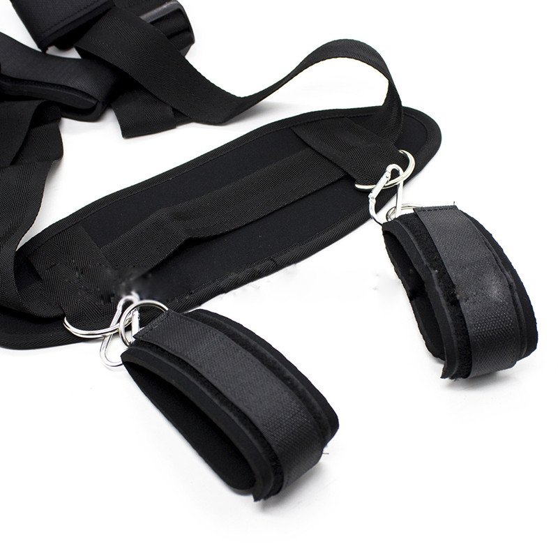 BDSM Bed Game Bondage Slave Frog Postural Thigh Wrist Strap Restraints Handscuff Neck Ankle Cuffs