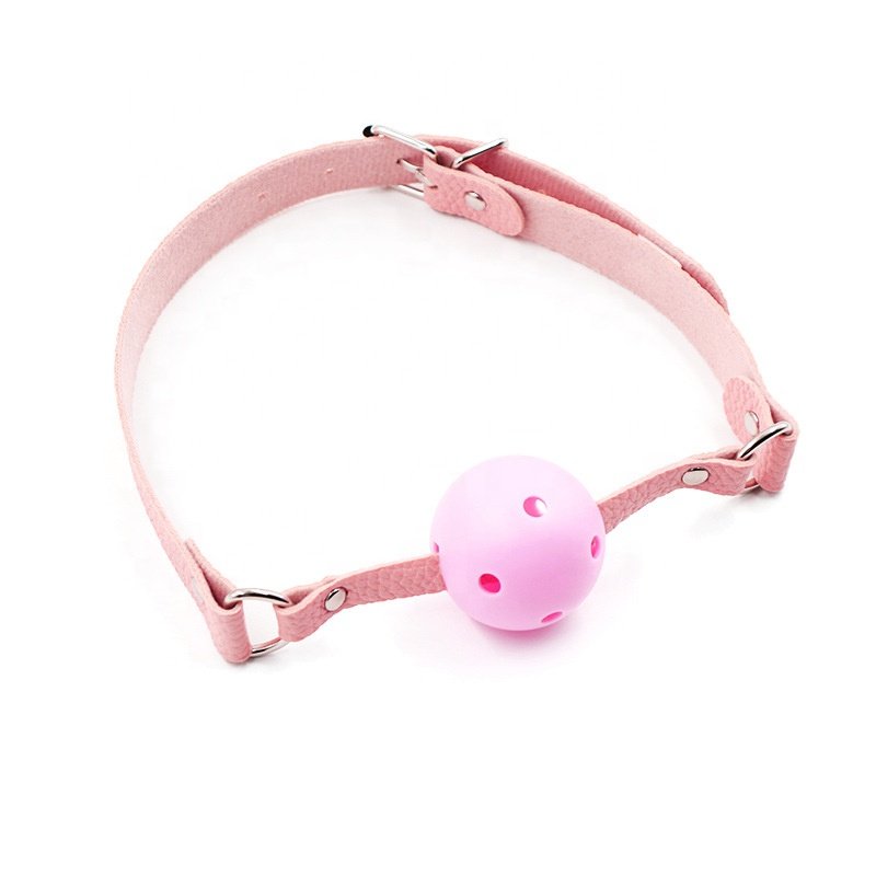 Netphi Adult BDSM Collar and Bondage Set Breathable PVC Ball Gag with Holes Open Mouth Sex Toy Leather Material