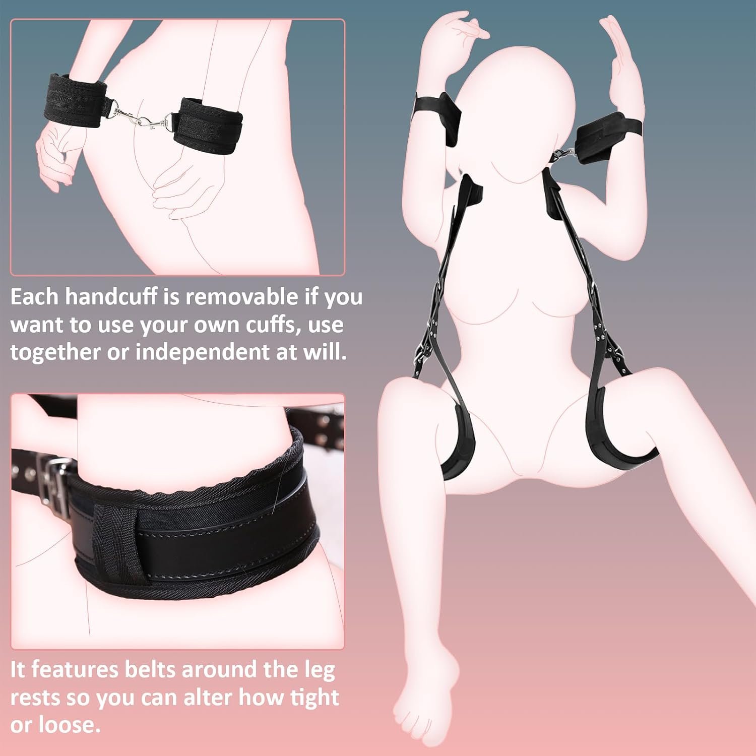 BDSM Sex Bondage Thigh Sling Leather Bed Restraints Kit Wrist Cuffs Legs Restraints Straps Bondage SM Adult Sex Toys for Couples