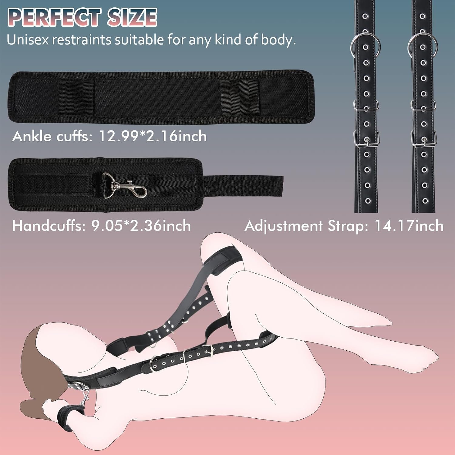 BDSM Sex Bondage Thigh Sling Leather Bed Restraints Kit Wrist Cuffs Legs Restraints Straps Bondage SM Adult Sex Toys for Couples