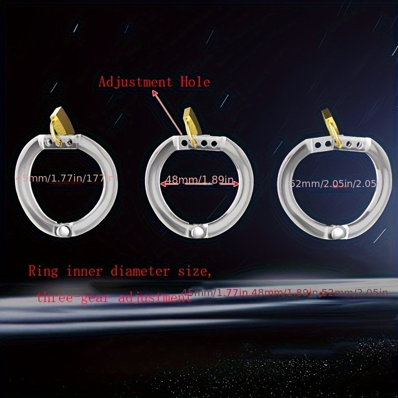 Men's Adjustable Chastity Lock Chastity Cage Penis Ring Set Male Restraint Device Bondage Gear Sex Toy Accessory 2 Models