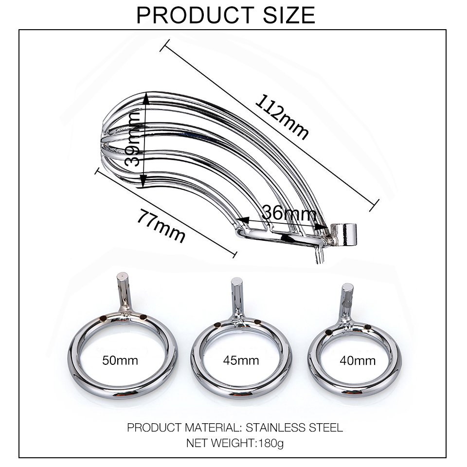 Banana Shape Hollow Chastity Cage Stainless Steel Male Chastity Device BDSM Bondage Gear with Penis Lock Cock Cage for Adults