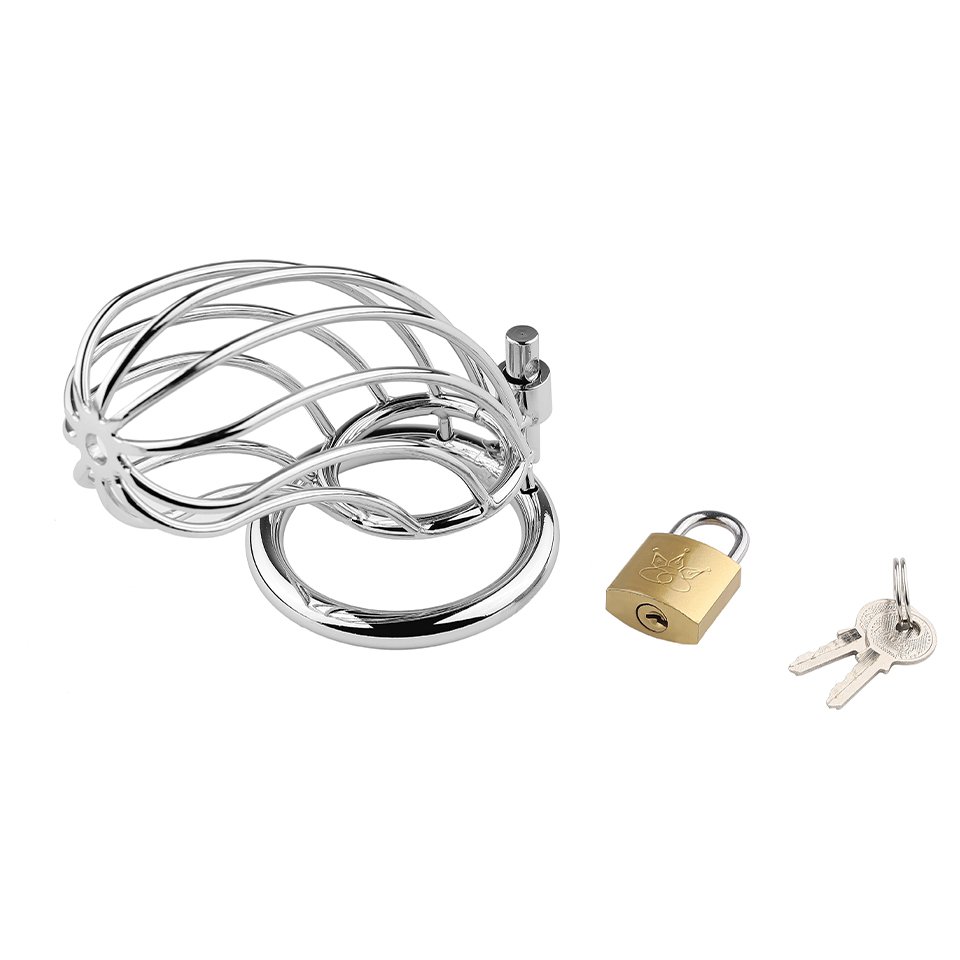 Banana Shape Hollow Chastity Cage Stainless Steel Male Chastity Device BDSM Bondage Gear with Penis Lock Cock Cage for Adults