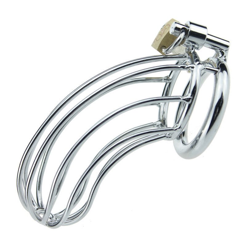 Banana Shape Hollow Chastity Cage Stainless Steel Male Chastity Device BDSM Bondage Gear with Penis Lock Cock Cage for Adults