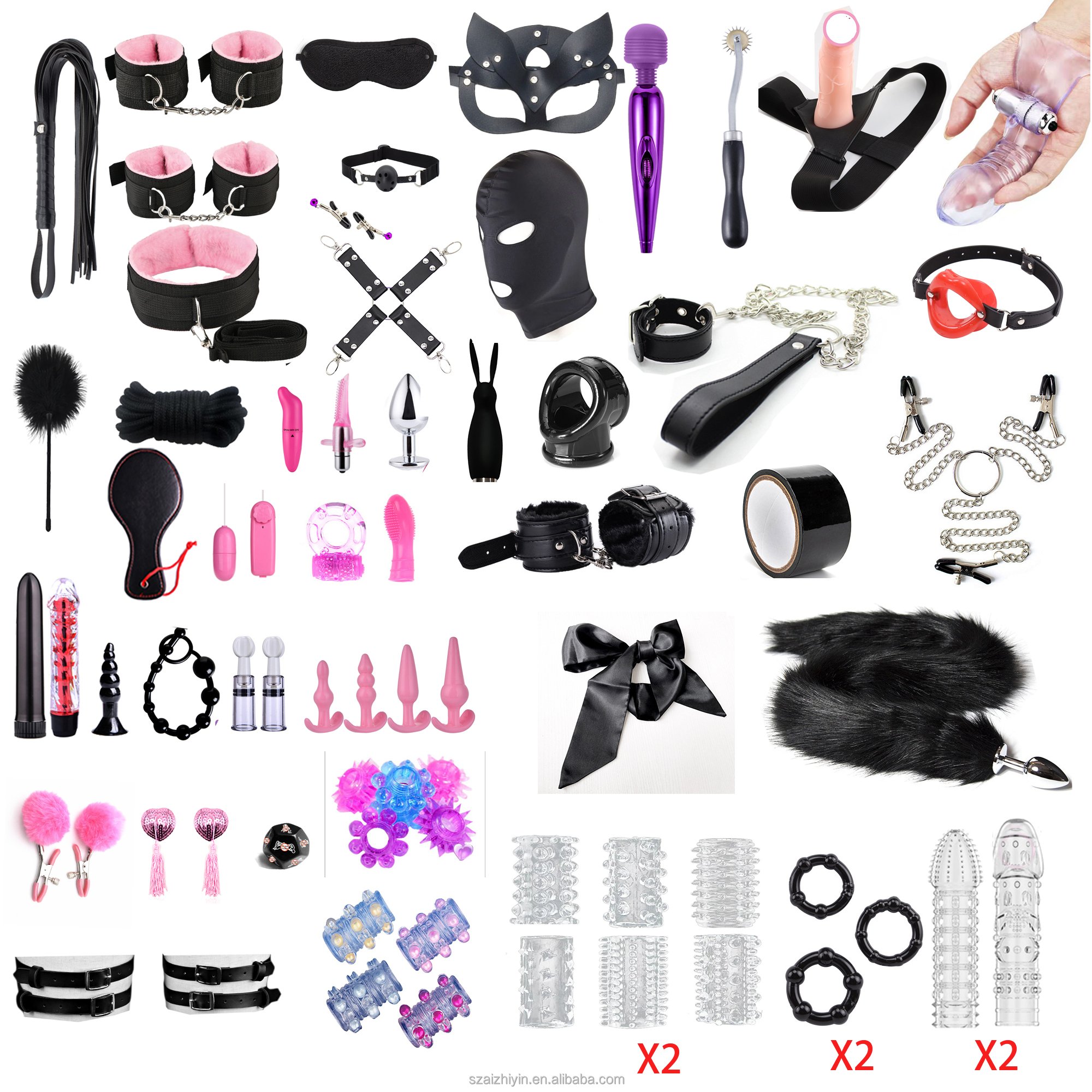 Low price 72 Piece SM Bondage gear adult toys kit play for adult bondage set bed bondage kit couple