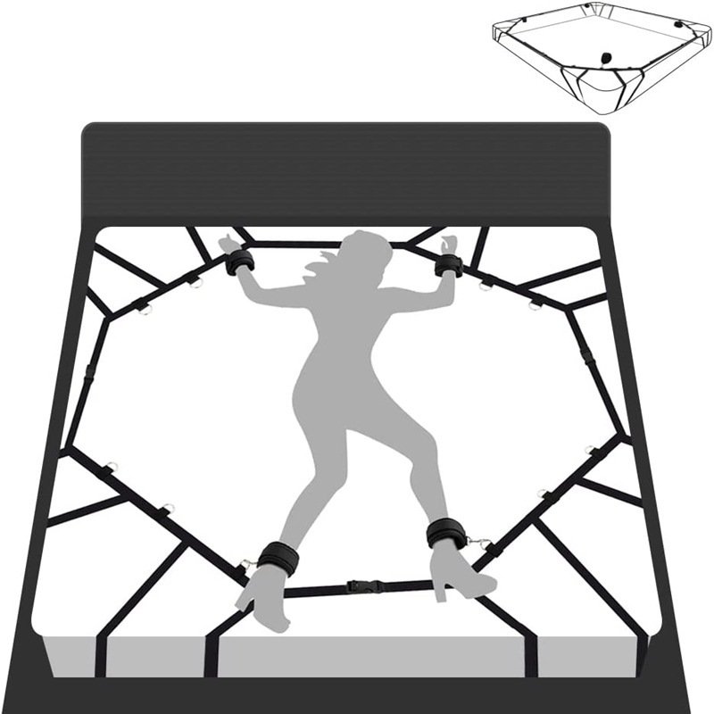 Wholesale New Hot Adult SM Sex Spider Web Quad Bed Nylon Adjustable Bondage Harness For Men Women BDSM Bedroom Sex Toys