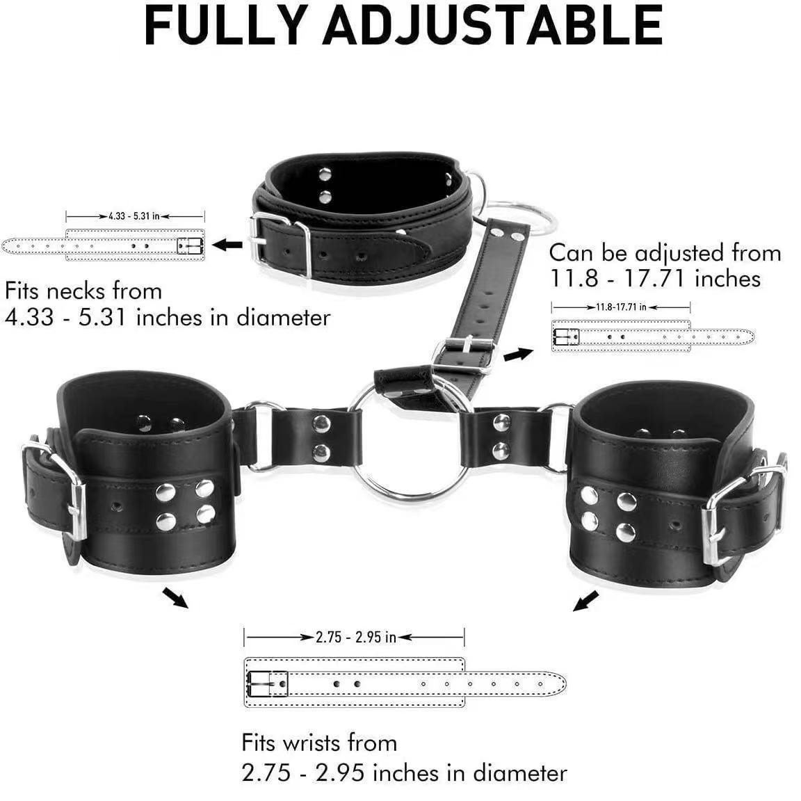 BDSM Fetish Slave Bondage Leather Harness Hanging Neck Lingerie With Handcuffs SM Adult