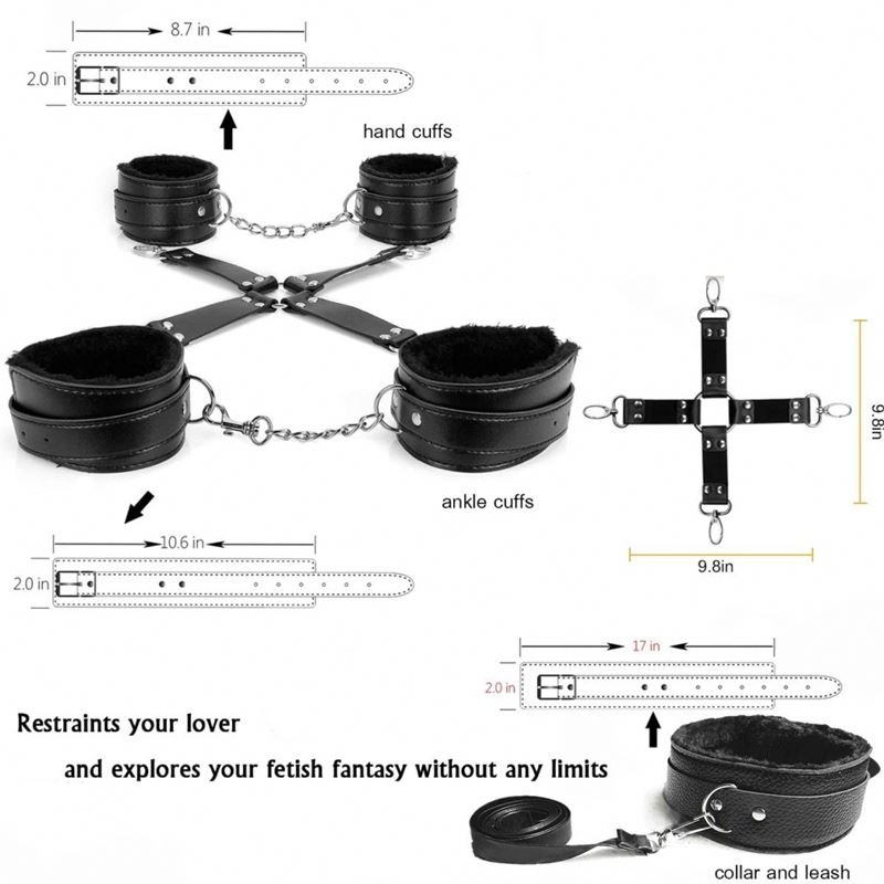 Wholesale10 Pcs/set Sex Products Erotic Toys Bondage Furry Leather Eye Mask BDSM Bondage Set Handcuffs Rope Sex Toys For Couples