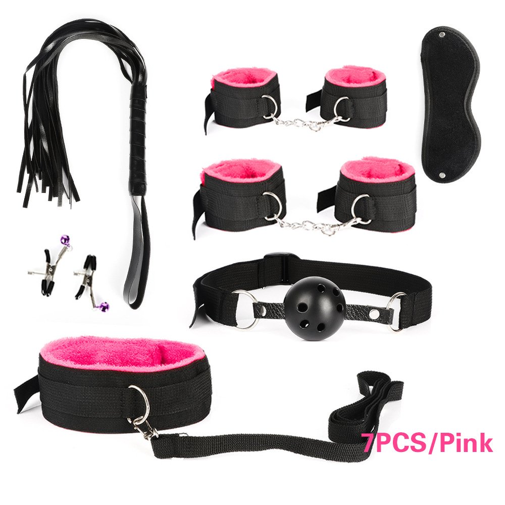 Sex Products Erotic Toys Adult BDSM Sex Bondage Set Handcuffs Nipple Clamps Gag Whip Rope Sex Toys For Couple