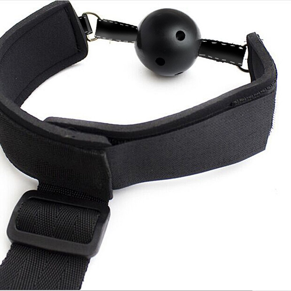 Female toy restraint device BDSM ball mouth plug with leather handcuffs collar SM kit adult couple restraint props sex appliance