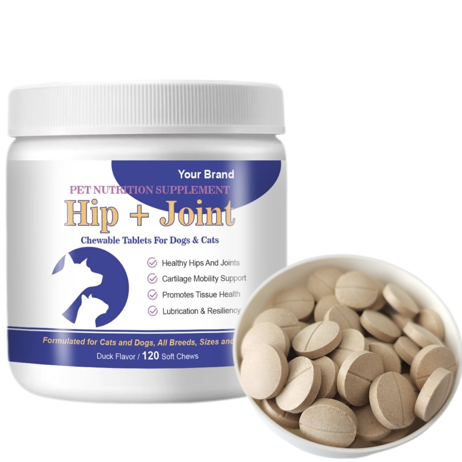Custom Chews Tablet Dog Supplements Dogs Hip And Joint Support Tablets For Cat Joint And Hip