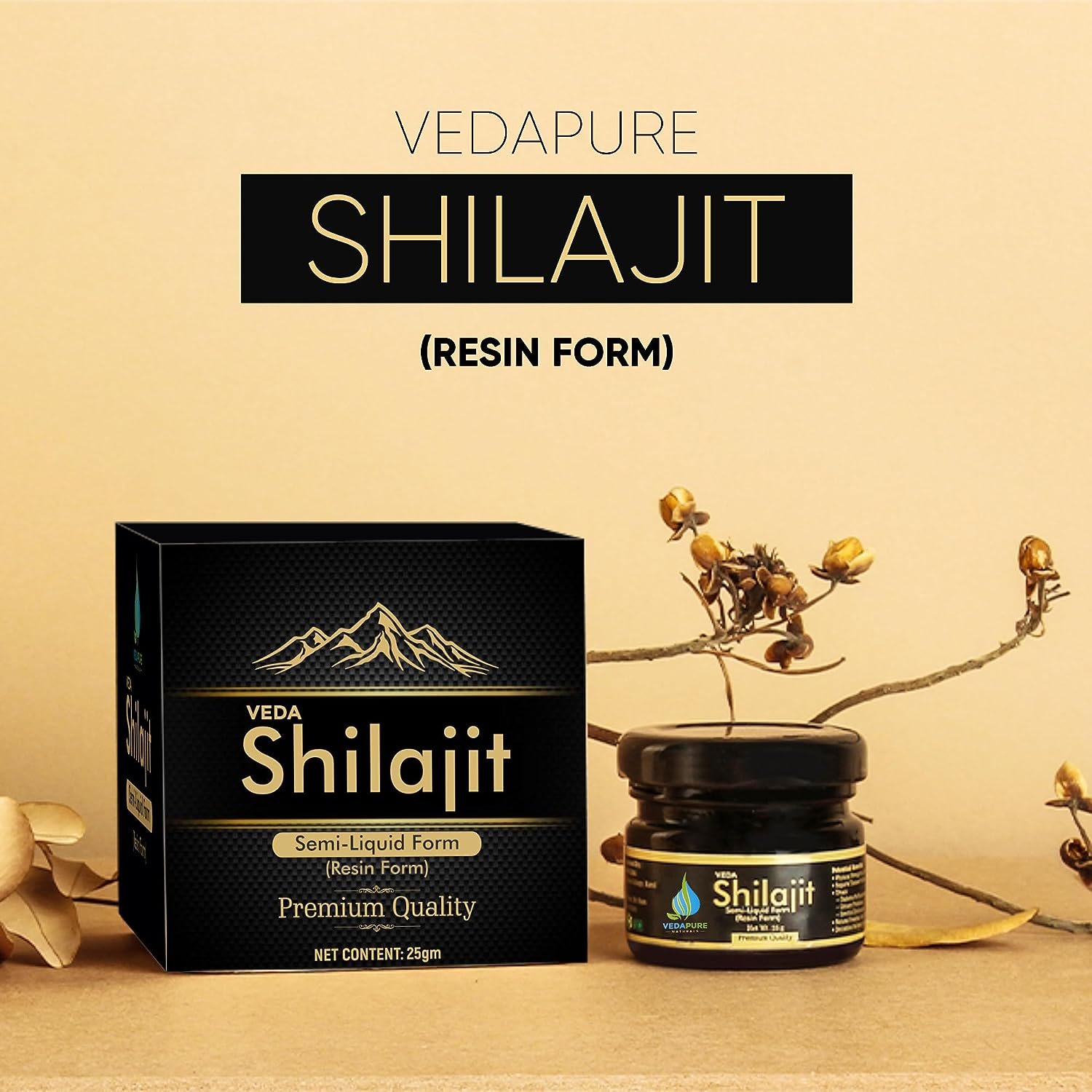 Quality Healthcare and Mankind Products Pure Ayurvedic Raw Shilajit/Shilajeet Resin Dietary Fiber Supplement