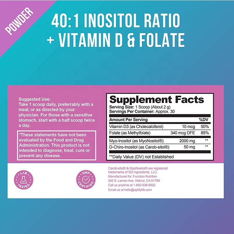 Best OEM Healthcare Inositol Supplement Folate and Vitamin Inositol Powder For Women Health