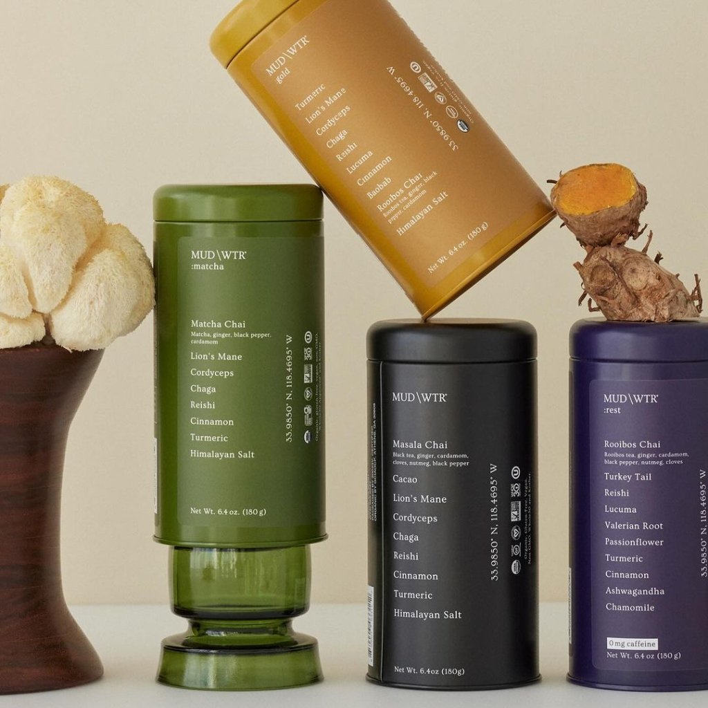 Custom airtight empty round organic mushroom coffee canister tin healthcare vitamins gummies supplements tea tin can with lid