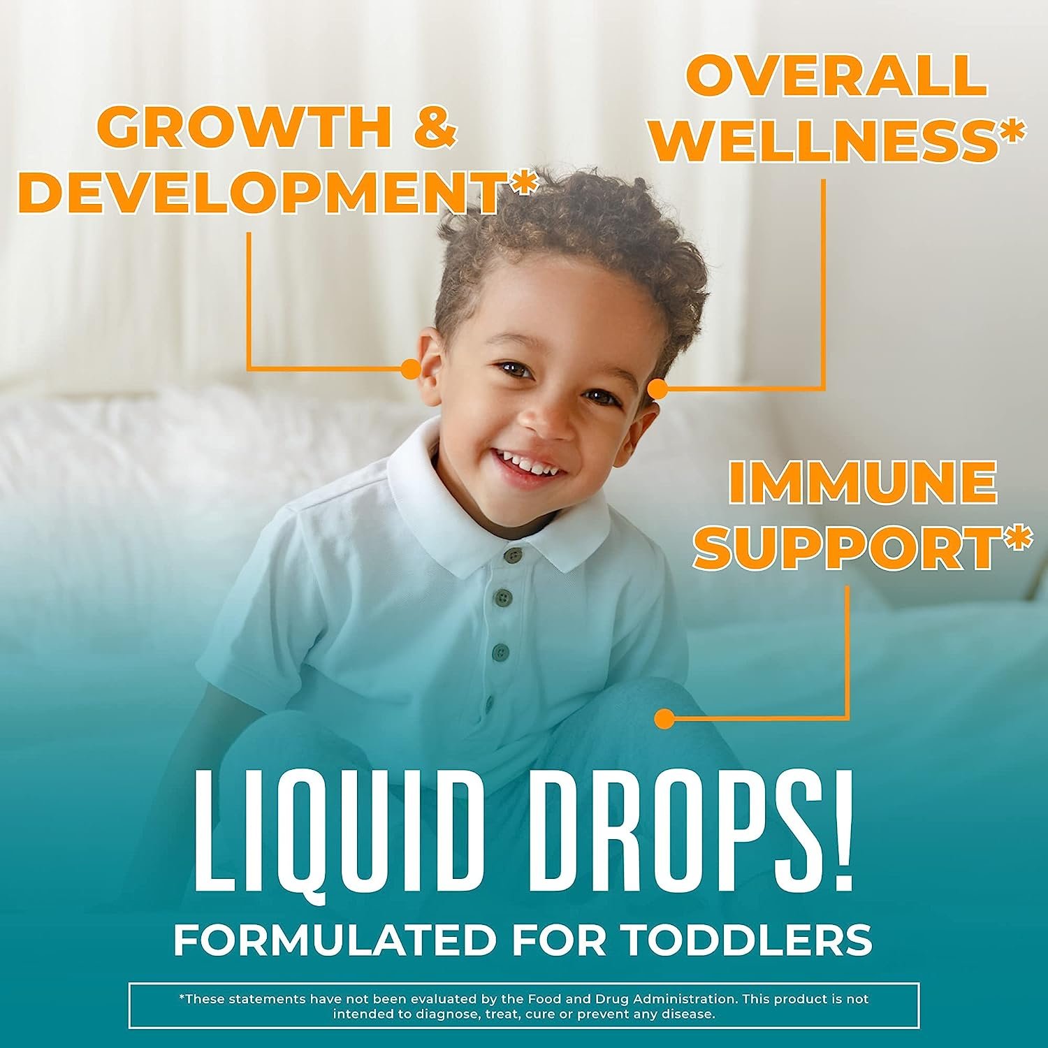 Vegan Sugar-Free Multivitamin & Multimineral Liquid Drops for Toddlers Kids Immune Support with Iron Overall Wellness Vitamins