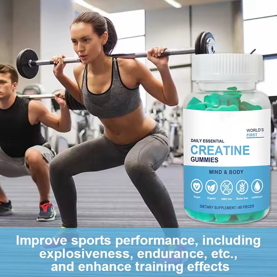 Natural Strawberry Flavored Vegetarian 4000 Mg Healthcare Supplement Creatine Monohydrate Gummies