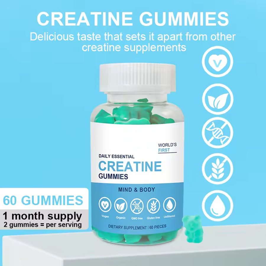 Natural Strawberry Flavored Vegetarian 4000 Mg Healthcare Supplement Creatine Monohydrate Gummies