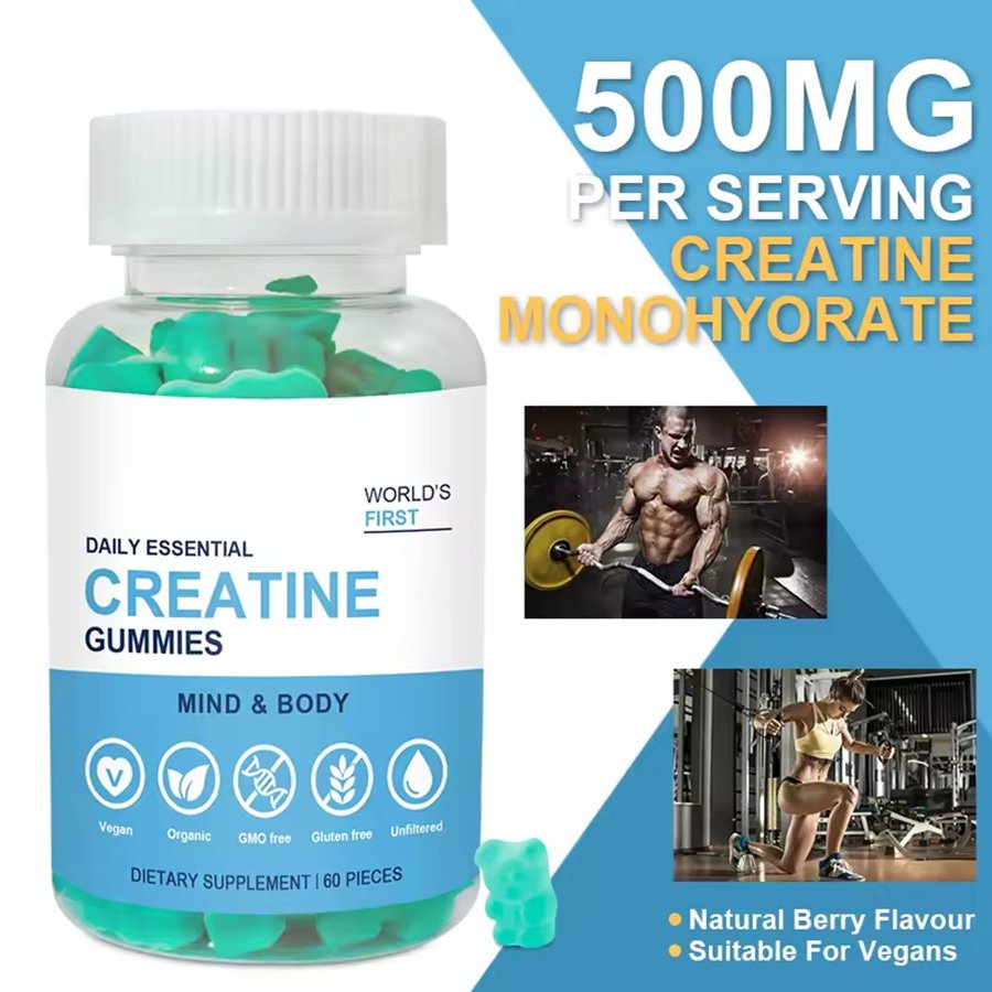 Natural Strawberry Flavored Vegetarian 4000 Mg Healthcare Supplement Creatine Monohydrate Gummies