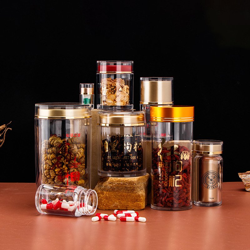 health care plastic supplement bottles packaging acrylic containers plastic jar with lid