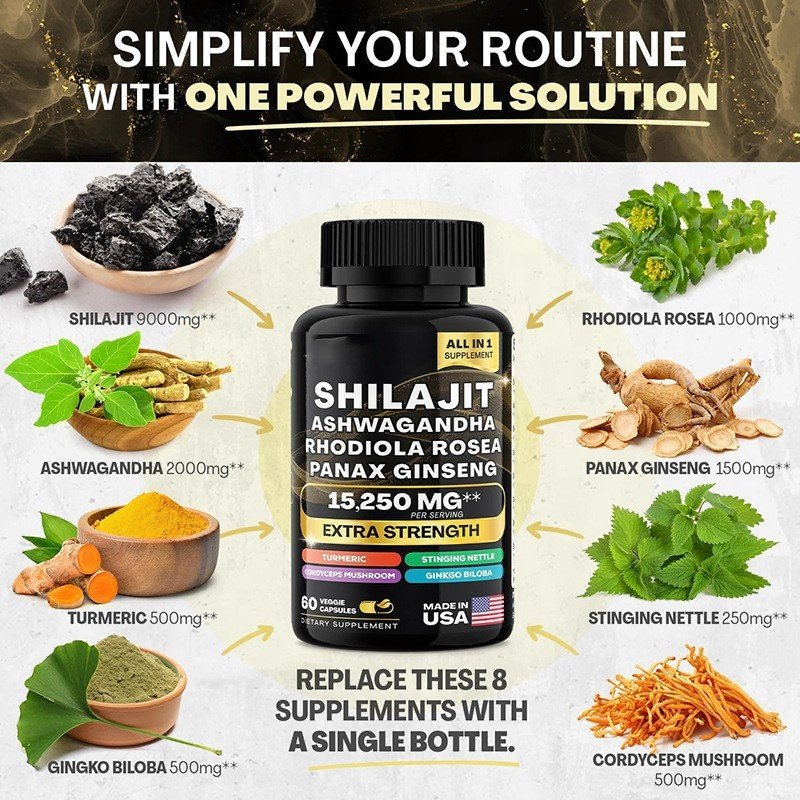 Supplement OEM Vendors Seas Moss 7000mg and Shilajit Ashwagandha 2000mg Organic Sea Moss Ashwagandha Health Care Supplements