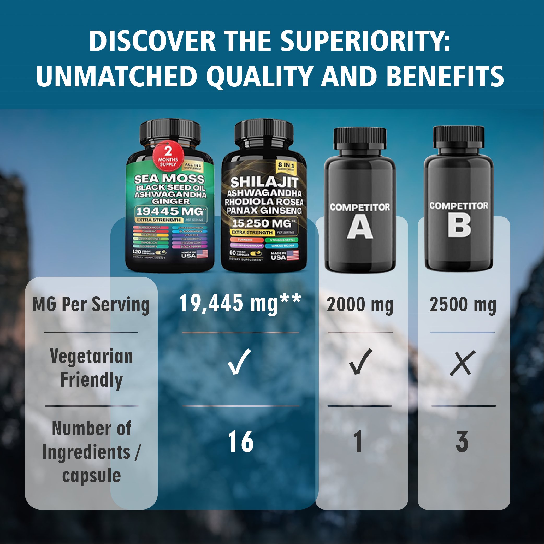 Supplement OEM Vendors Seas Moss 7000mg and Shilajit Ashwagandha 2000mg Organic Sea Moss Ashwagandha Health Care Supplements