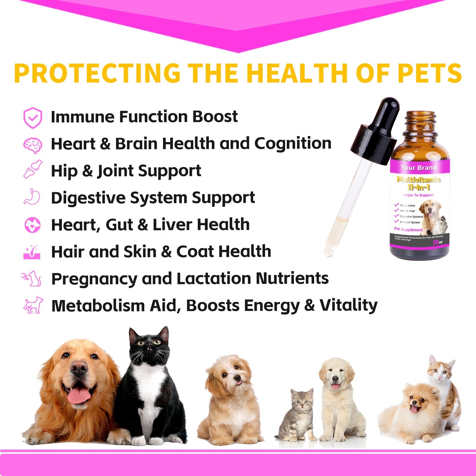 Pet Vitamins Dog Vitamins and Supplements Glucosamine Liquid Multivitamin Supplement Drops for Dogs
