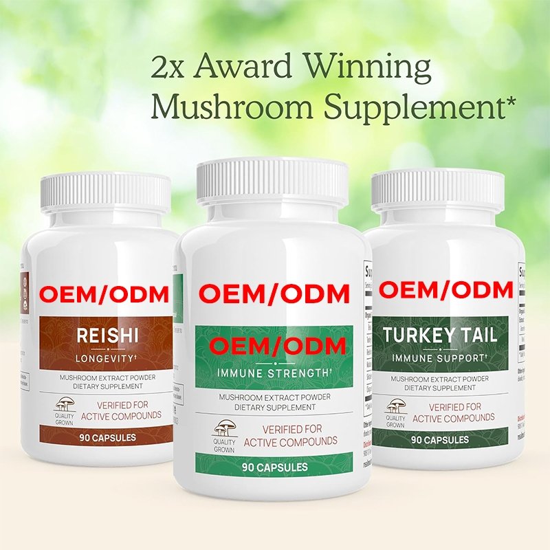 Organic Mushroom Extract 200 Caps Non-GMO Mushroom Supplement for Brain Focus Immune Support