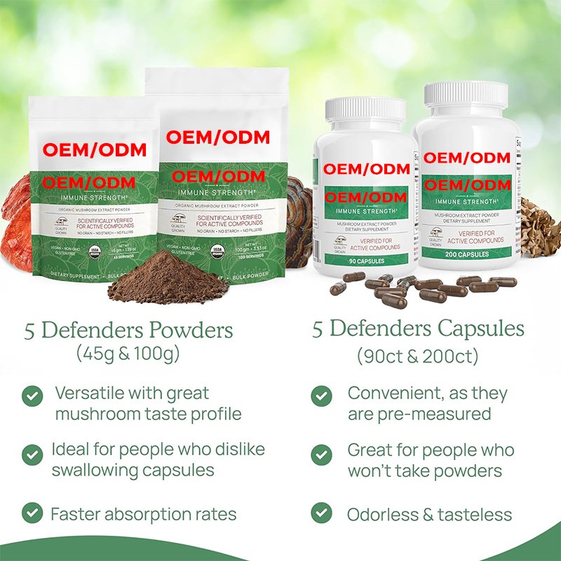 Organic Mushroom Extract 200 Caps Non-GMO Mushroom Supplement for Brain Focus Immune Support