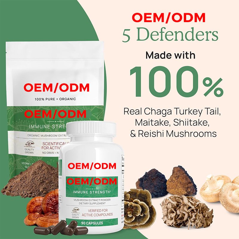 Organic Mushroom Extract 200 Caps Non-GMO Mushroom Supplement for Brain Focus Immune Support