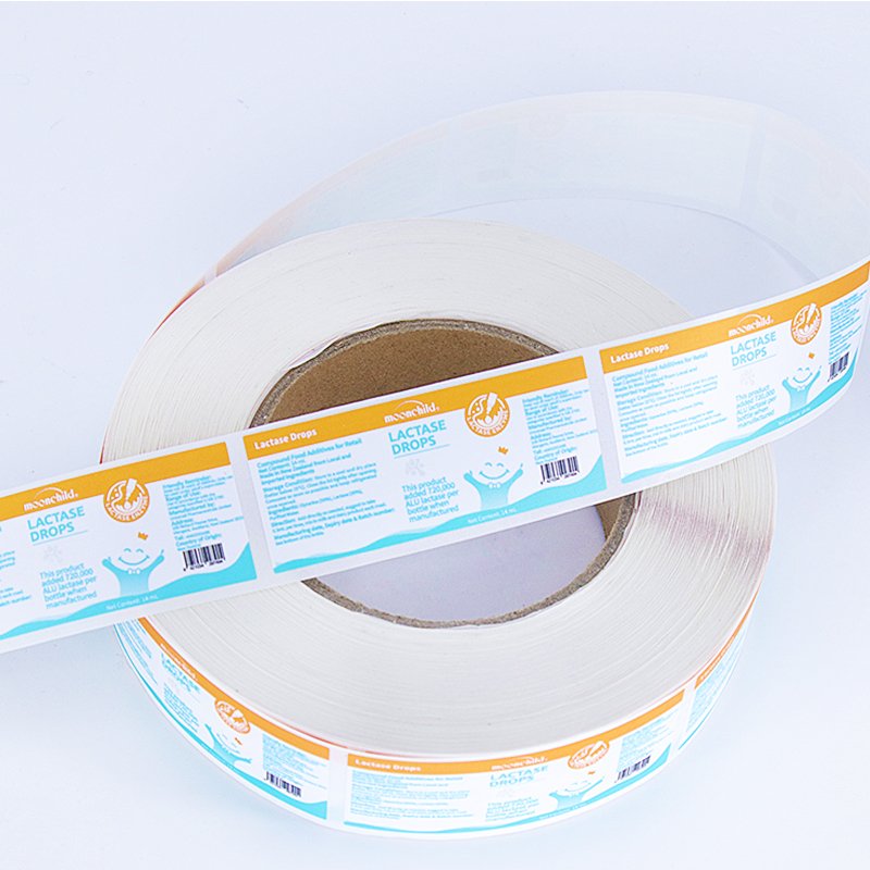 custom roll shiny pantone gold printing waterproof stickers glossy medical healthcare supplement bottle labels