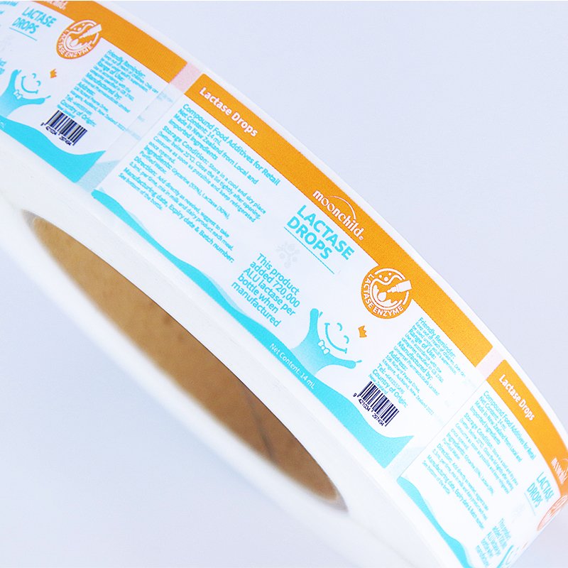 custom roll shiny pantone gold printing waterproof stickers glossy medical healthcare supplement bottle labels