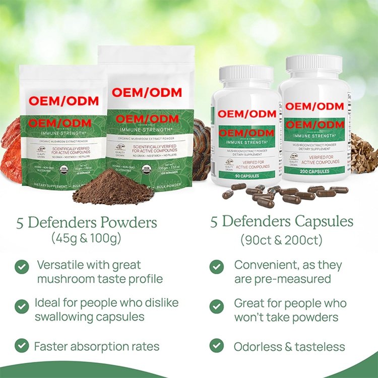 Organic Mushroom Extract 200 Capsules Mushroom Supplement for Brain Focus & Immune